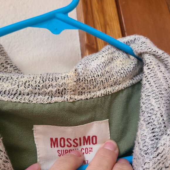 Mossimo Supply Co Army Green Hooded Jacket with Knit Grey Sleeves Plus Size XXL - Picture 6 of 9